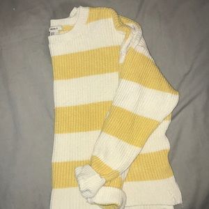 yellow striped sweater crop